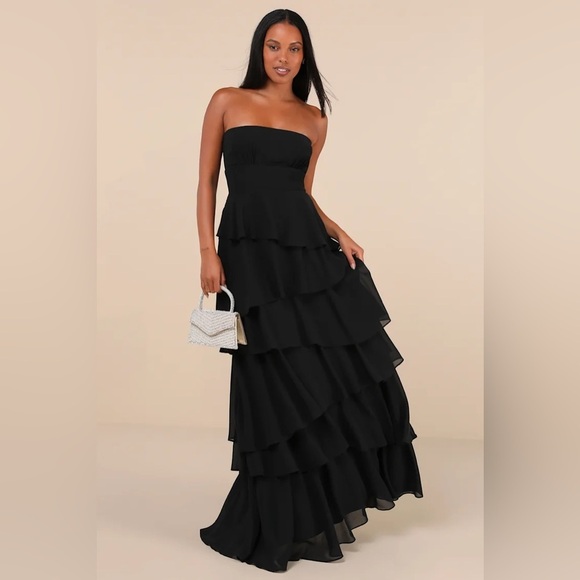 Lulus Dresses & Skirts - Lulus Gorgeous Essence Black Strapless Tiered Maxi Dress